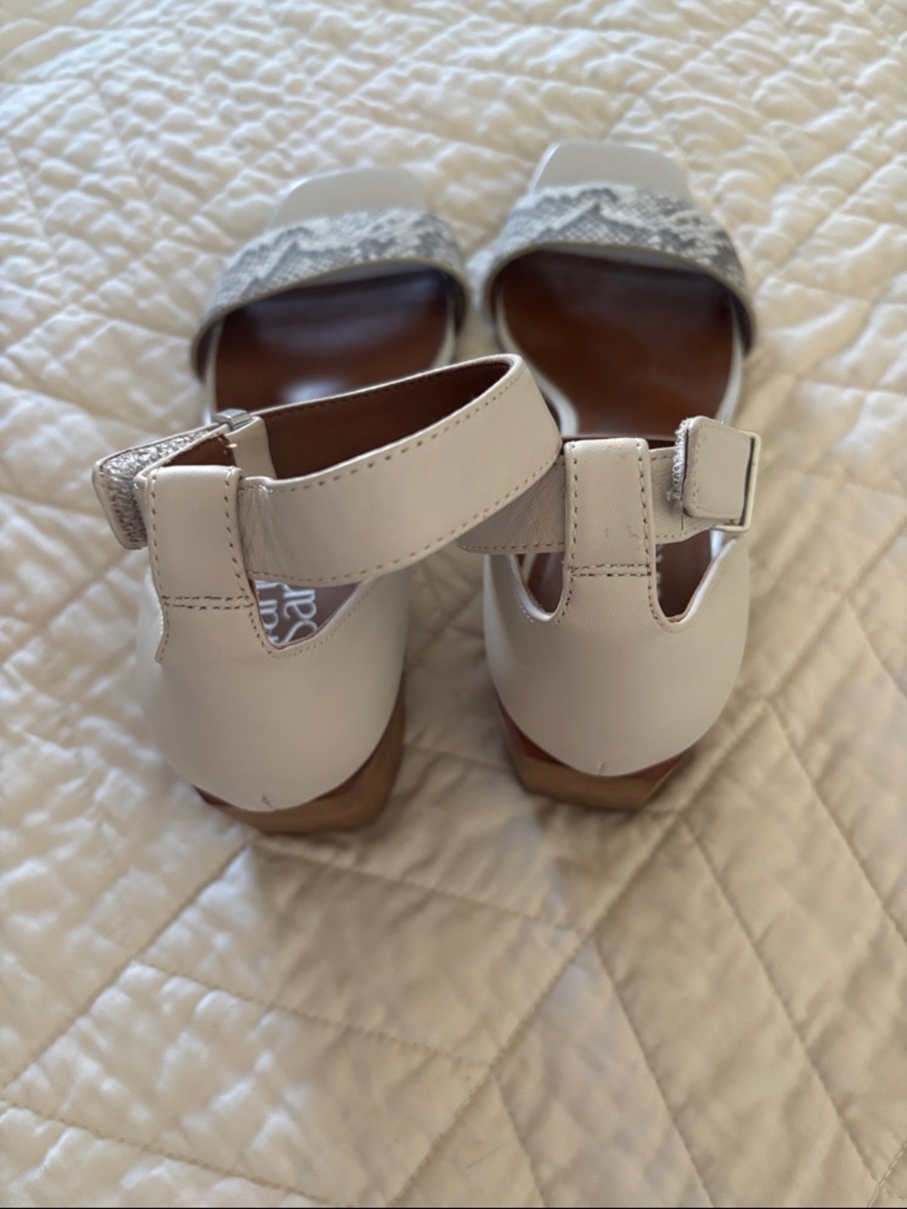 Franco Sarto White Sandals with Snakeskin Strap size 8.5 - Picture 2 of 4